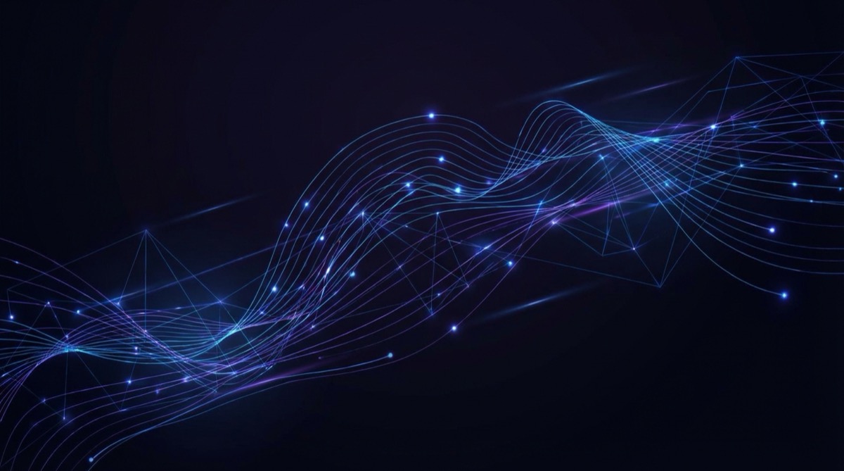 Abstract AI neural network visualization with glowing pathways